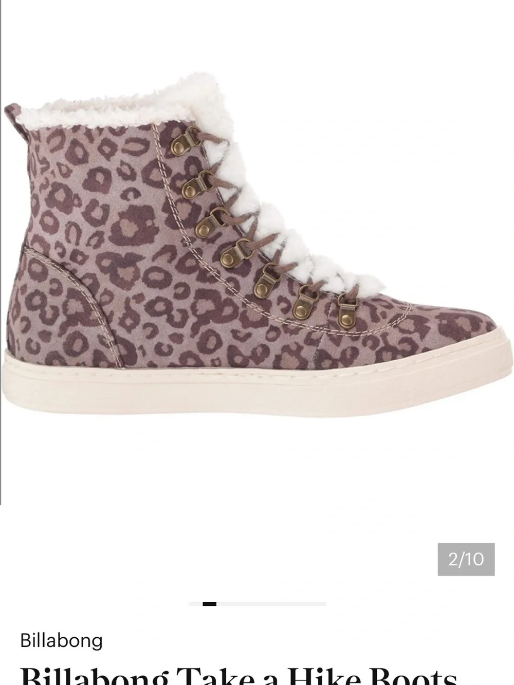 New Billabong Take a Hike Boots Animal Cheetah Print Size 9